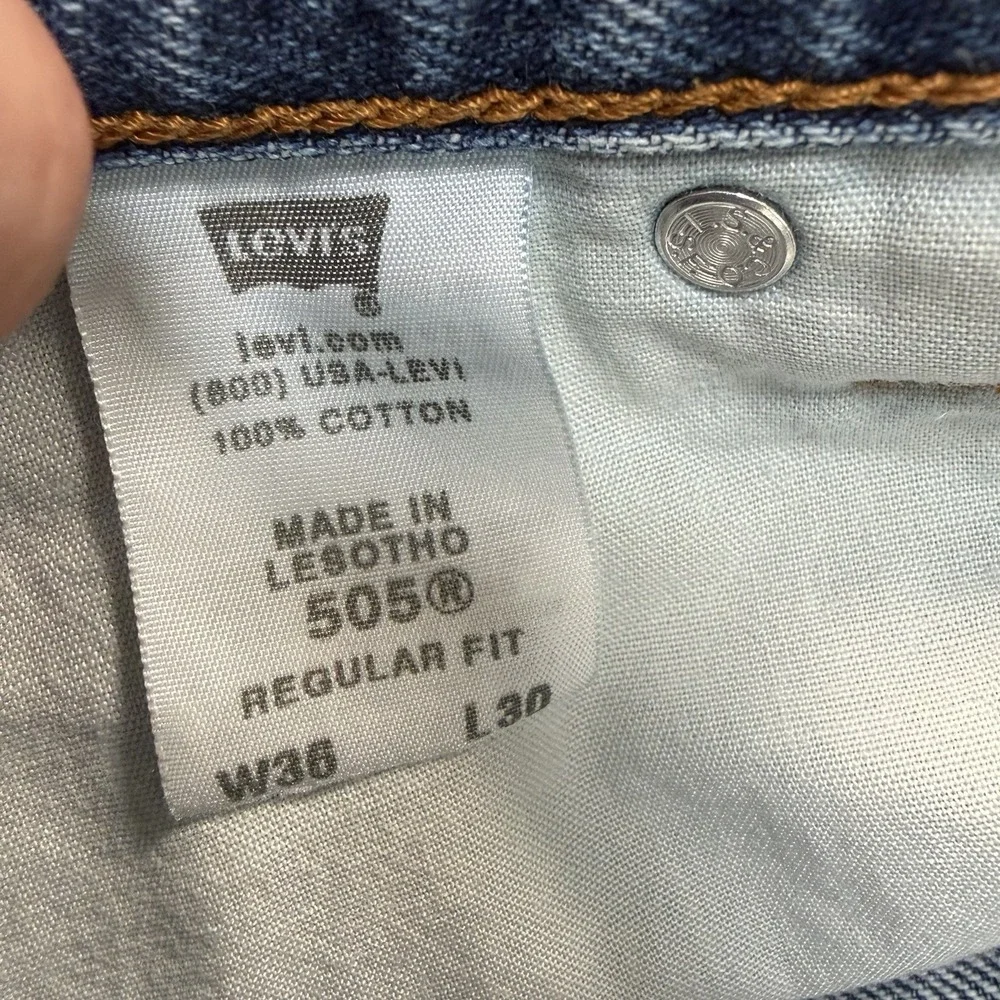 Levi's 505 Regular Fit Jeans Men's 36x30 Blue Denim Straight Leg Cotton Pants